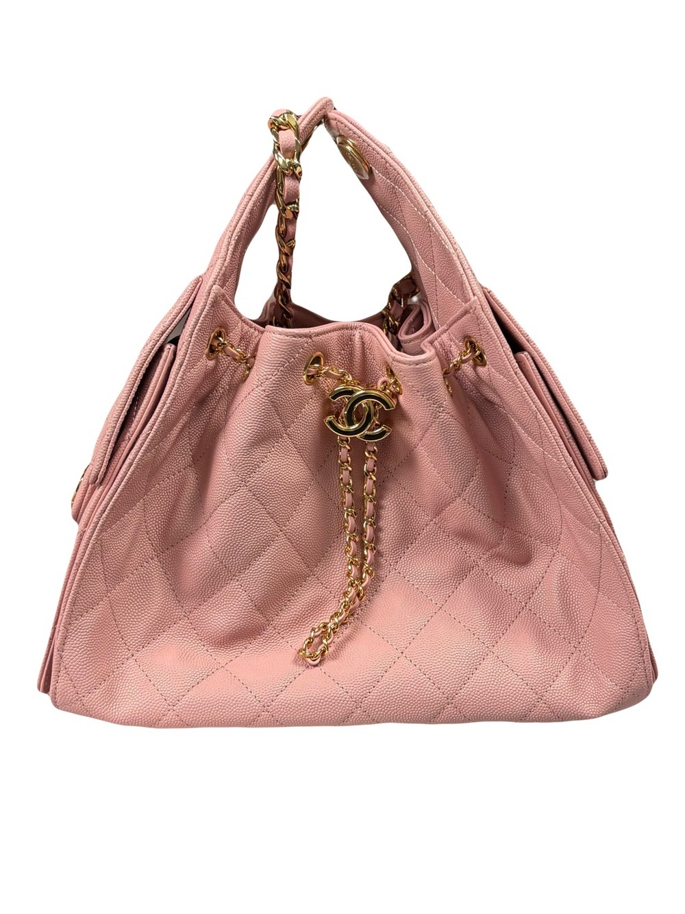 Chanel 25 Small Handbag Light Pink Grained Calfskin Gold Tone Metal